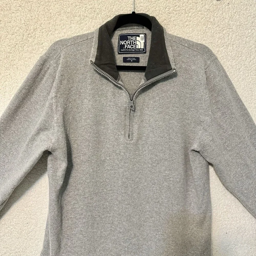 The North Face Mens‎ 1/4 Zip Pullover Thin Sweater Size M Gray.